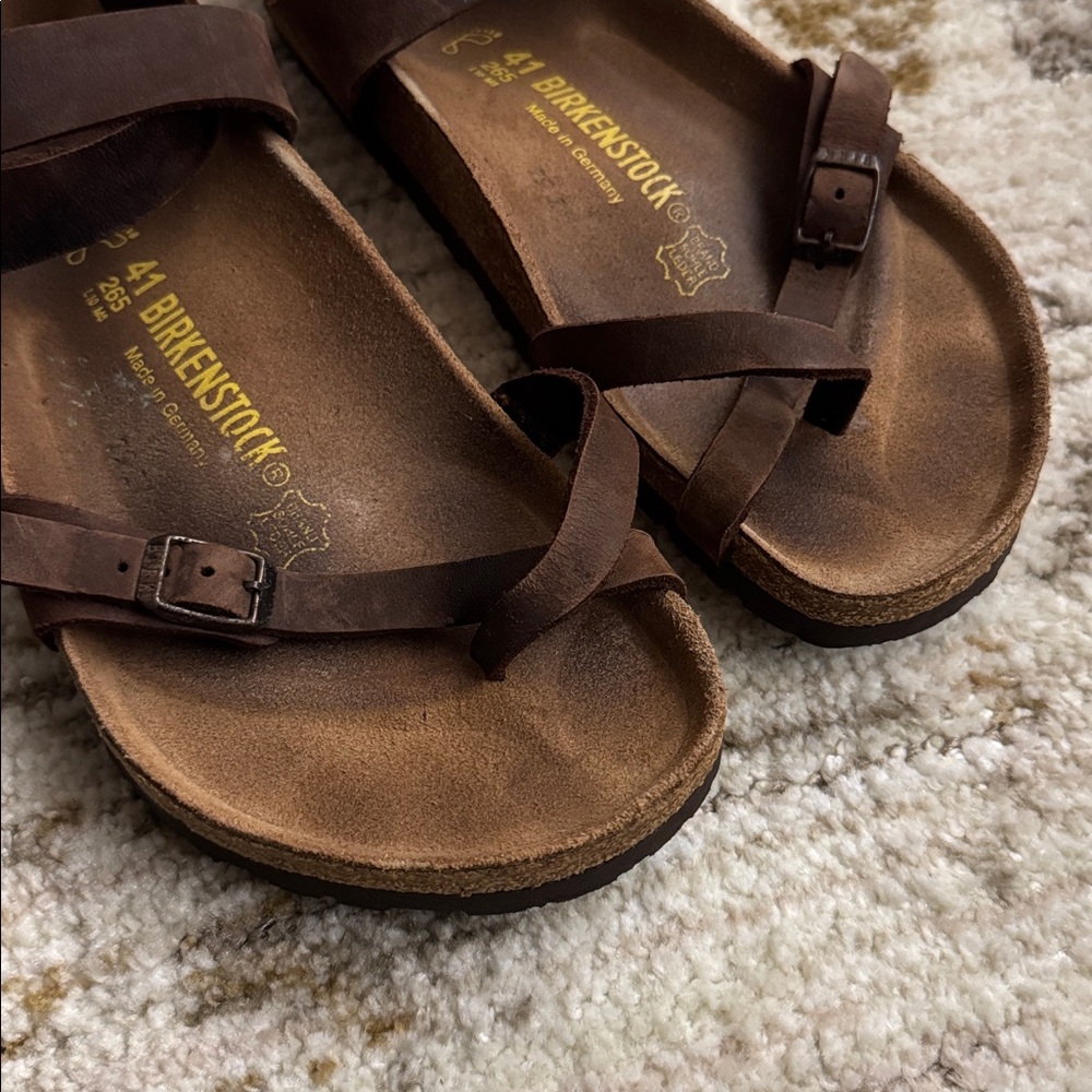 Birkenstock Brown Leather Ankle-Strap Cork Sandals - Picture 4 of 6